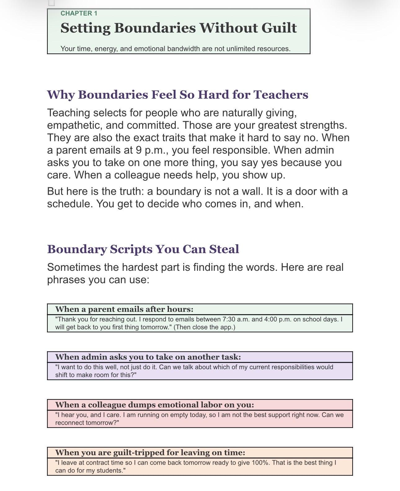 Teacher Self Care Book