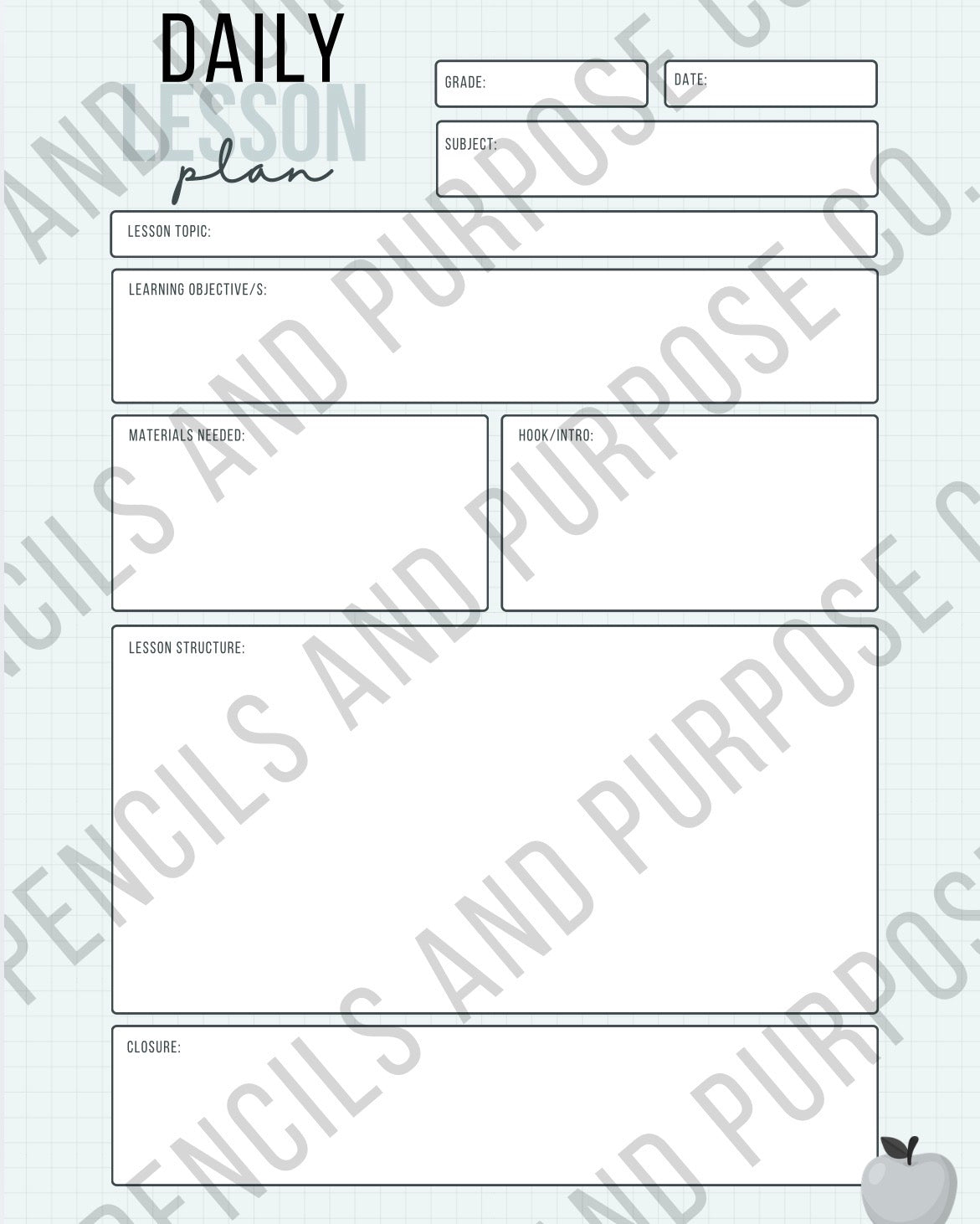 The Blue Print Lesson Plan Form