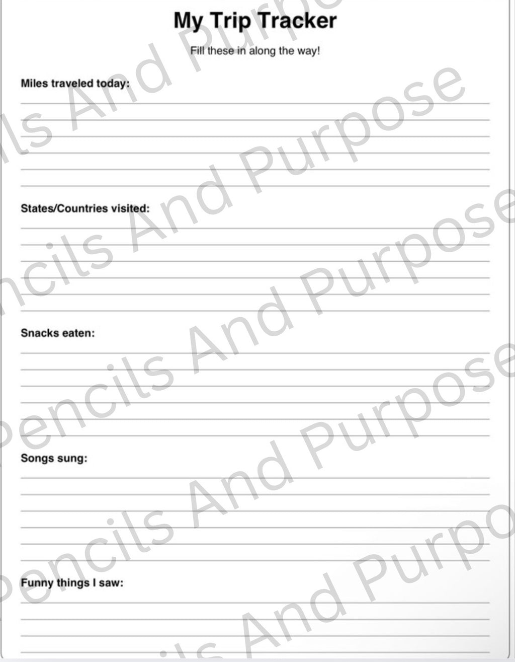 Road Trip Adventure Printable Workbook
