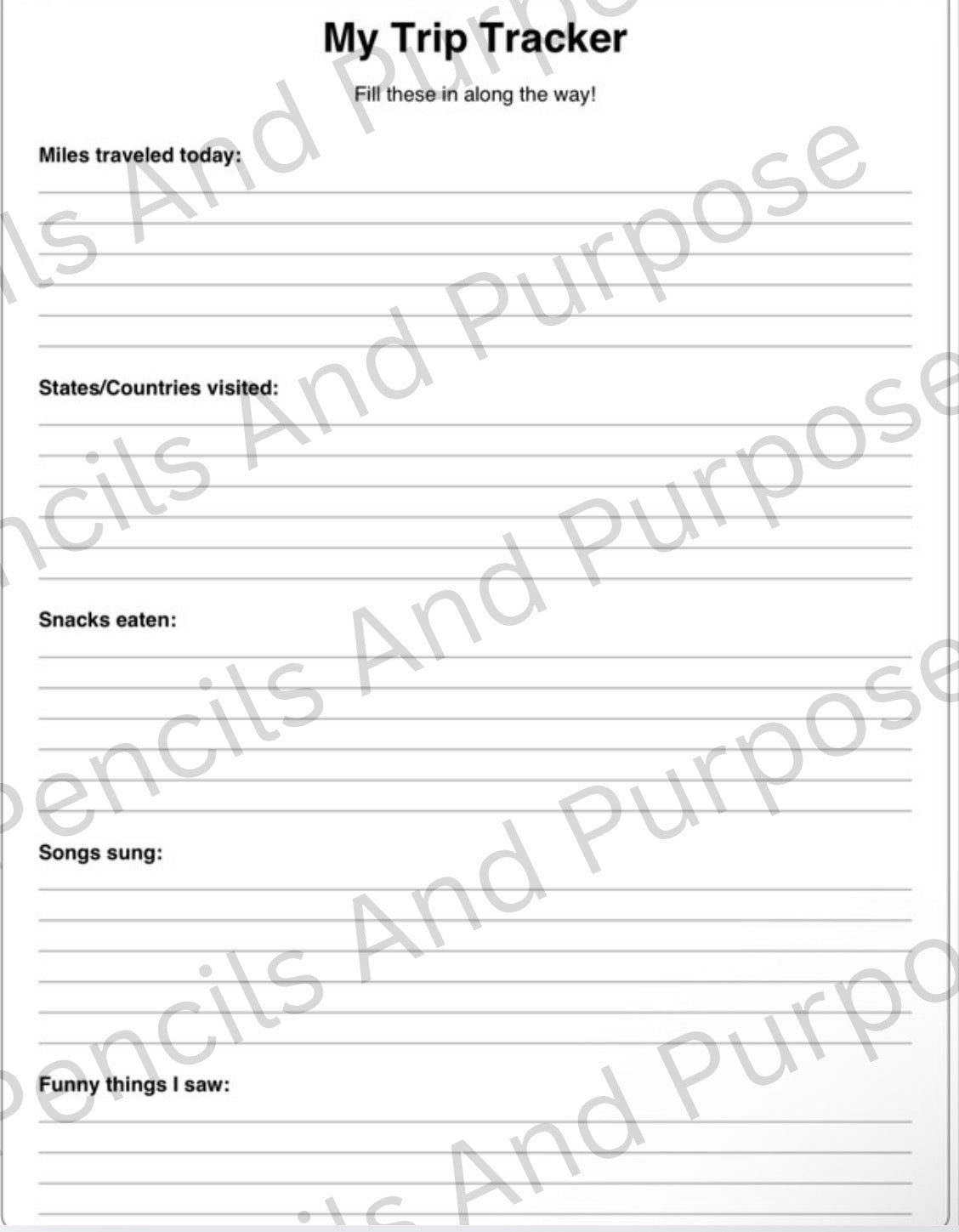 Road Trip Adventure Printable Workbook