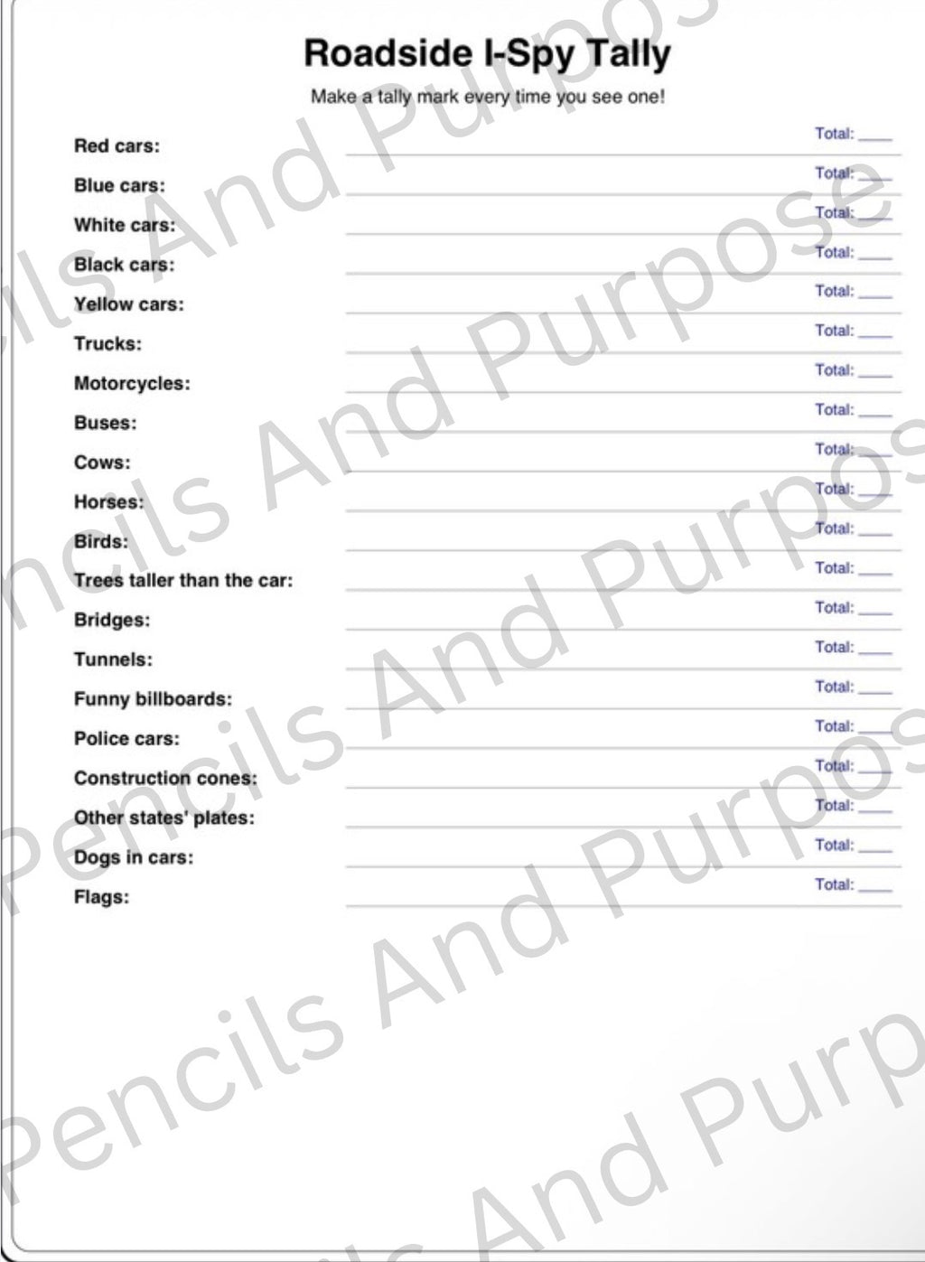 Road Trip Adventure Printable Workbook