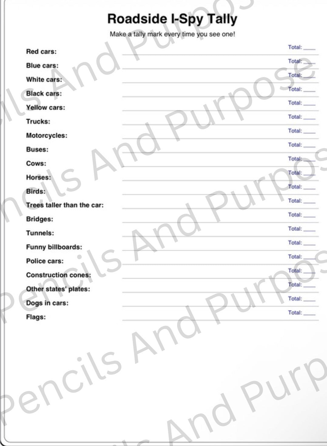 Road Trip Adventure Printable Workbook