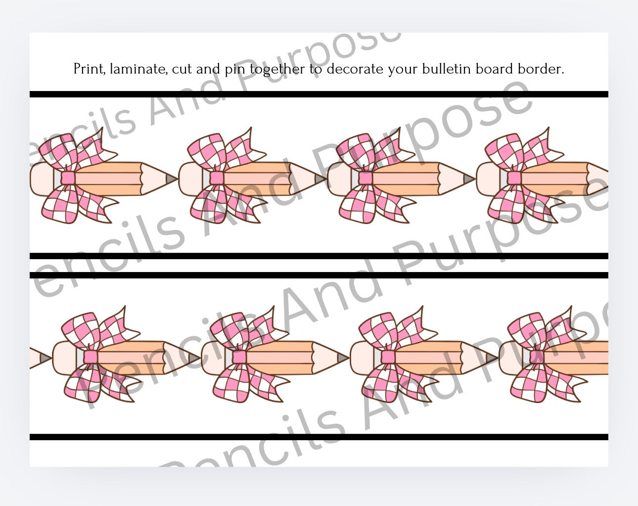 Pencils And Bows Border