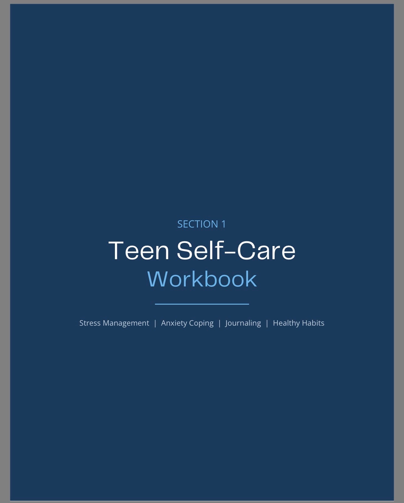 Teen Mental Health and Self Care Workbook