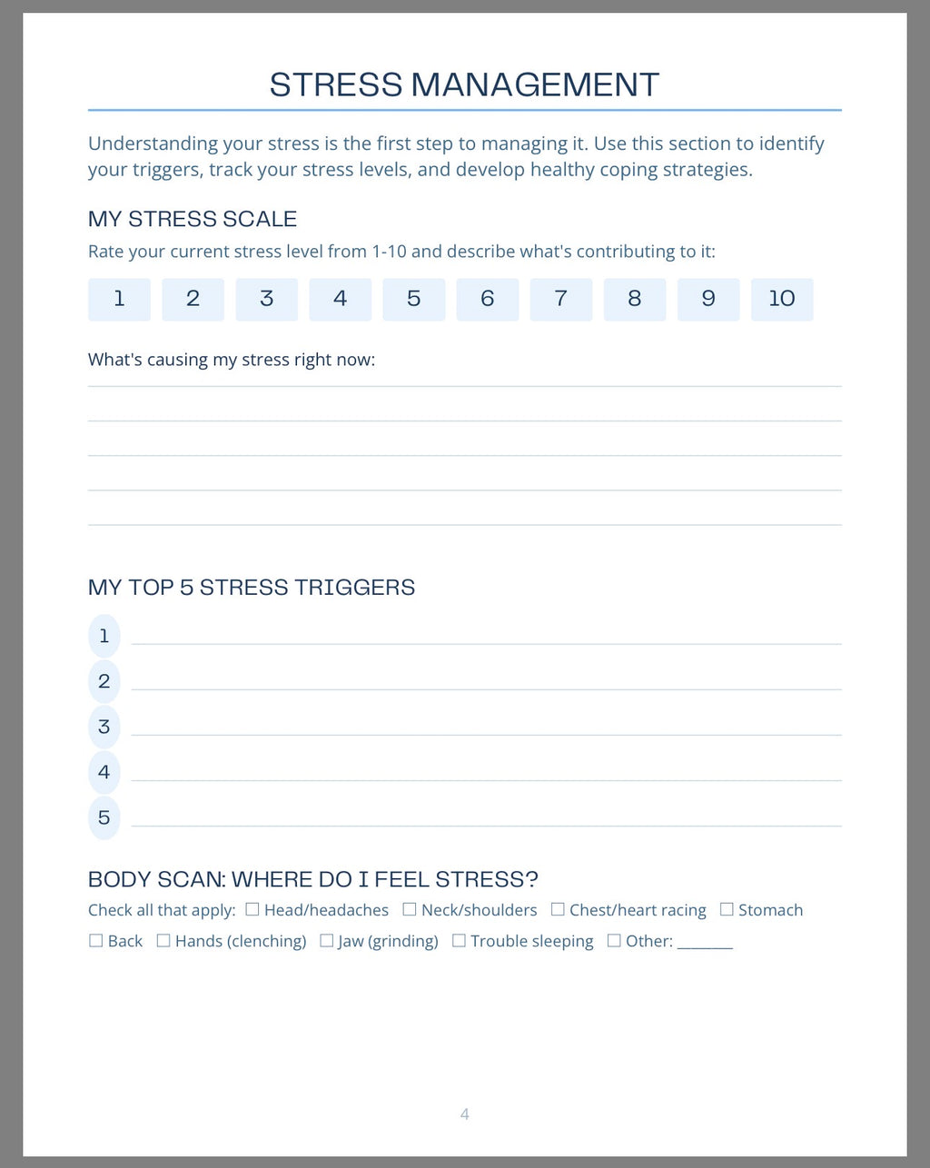 Teen Mental Health and Self Care Workbook