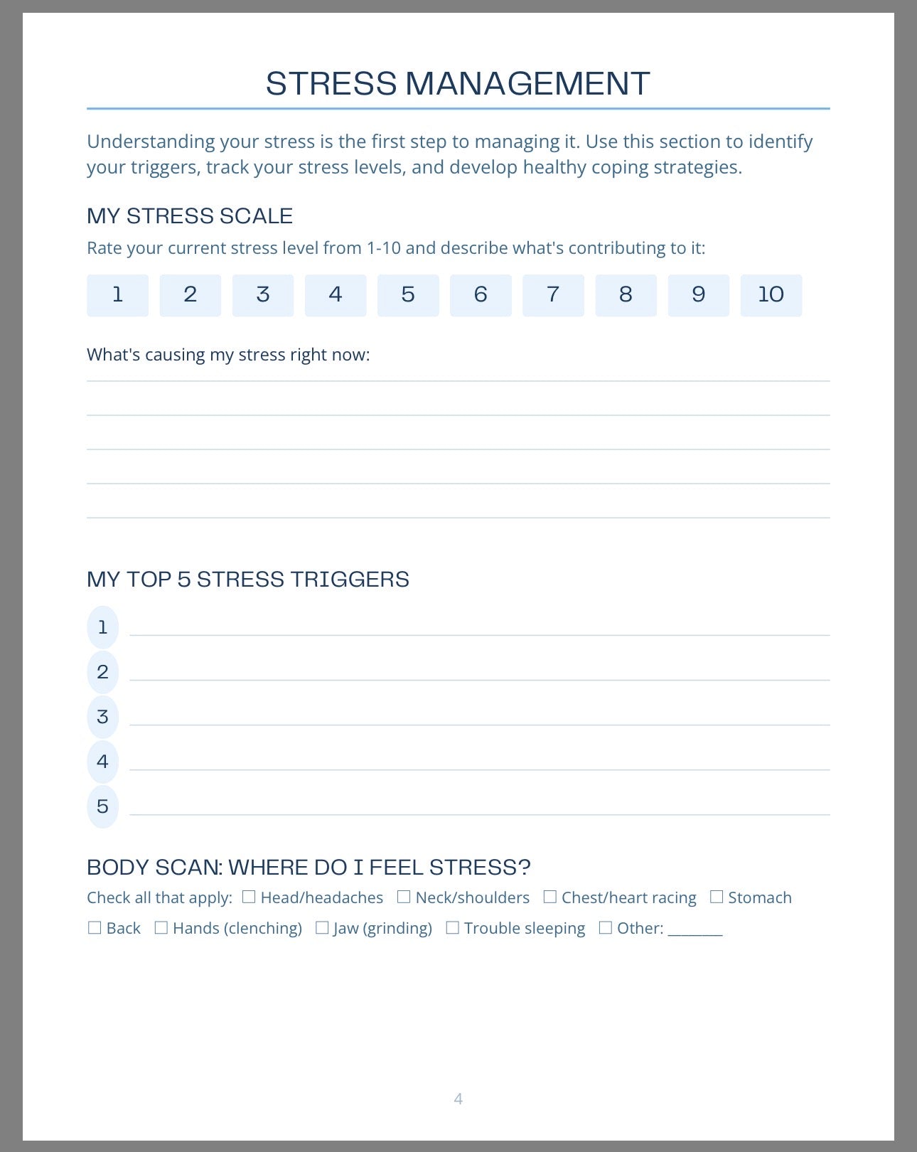 Teen Mental Health and Self Care Workbook