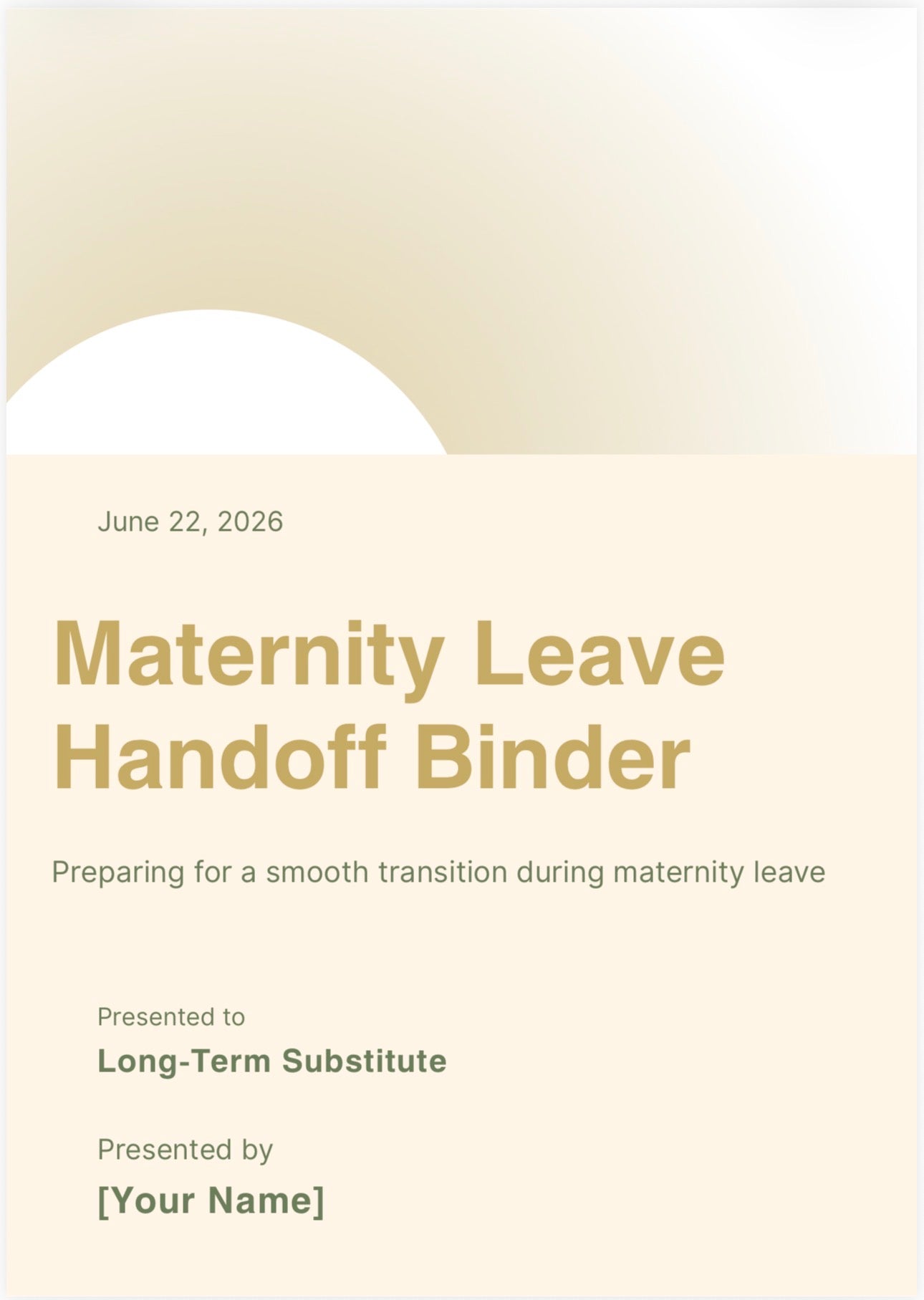 Maternity Leave Sub Binder