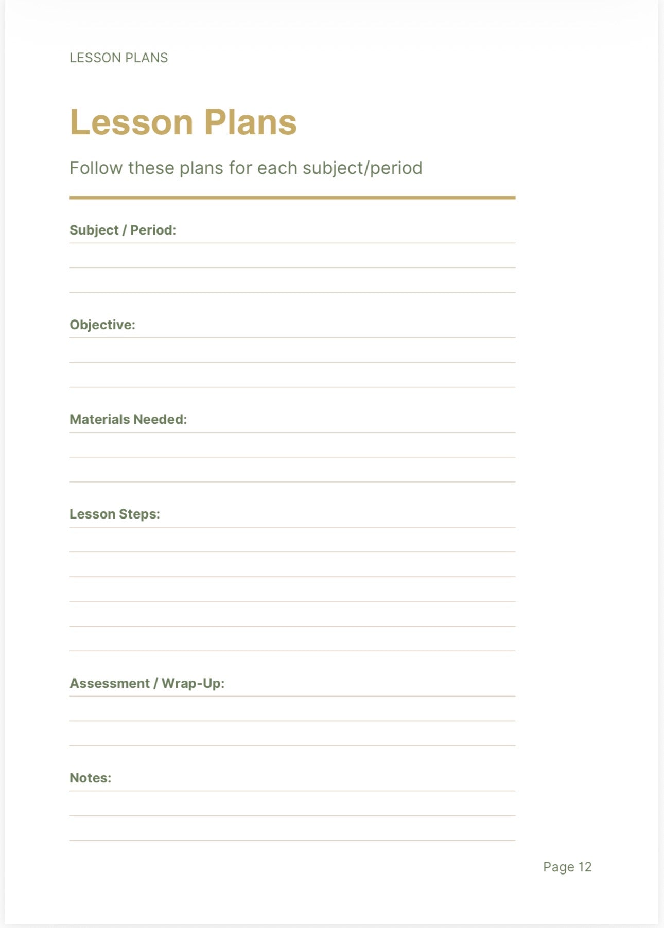 Maternity Leave Sub Binder