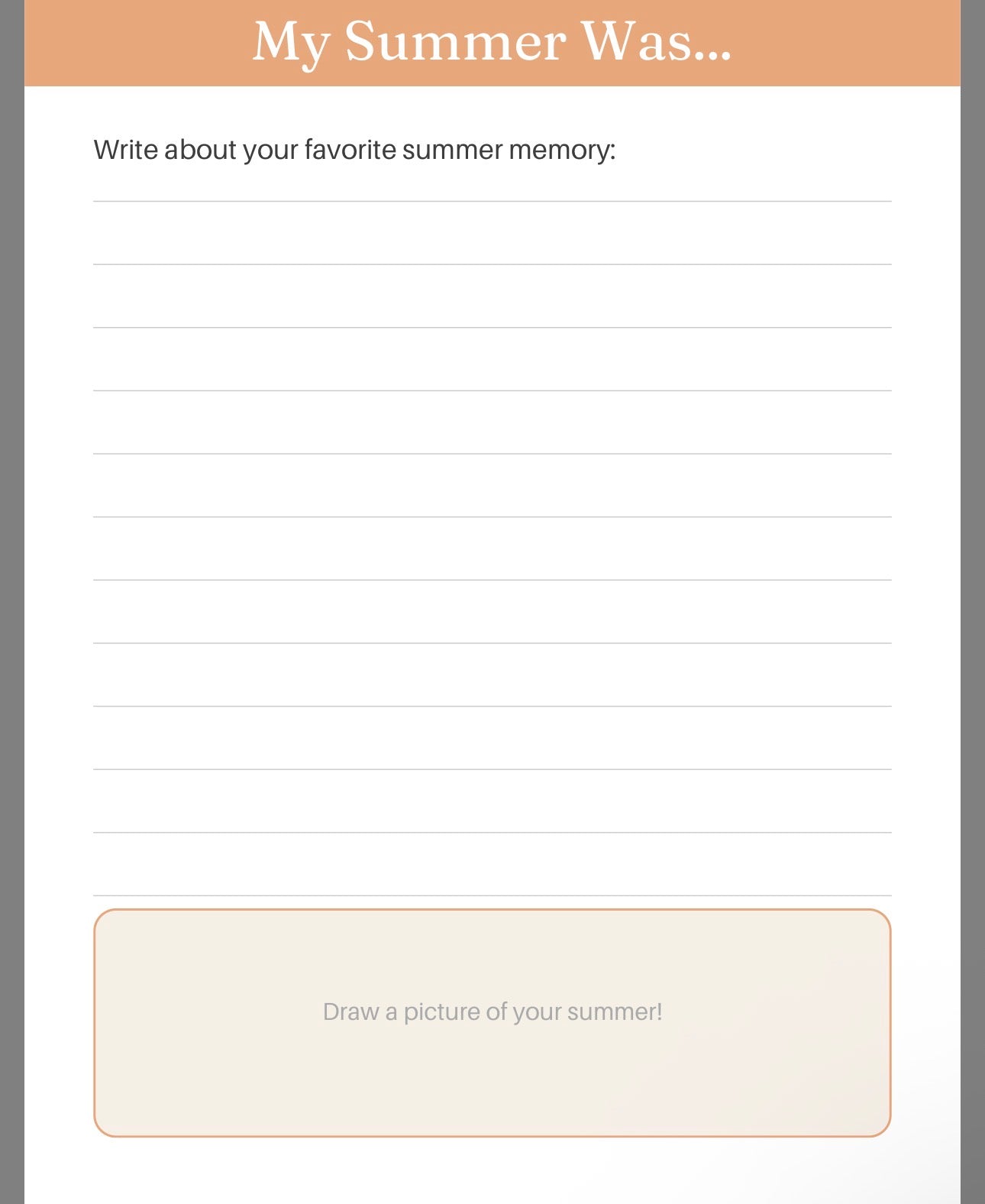 Back To School Activity Packet
